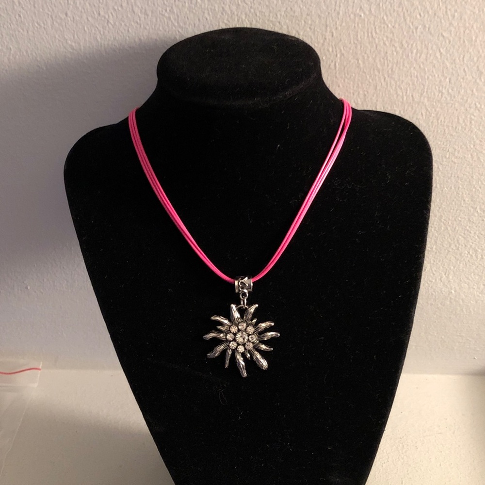 Edelweiss Silver Flower Pendant Necklace